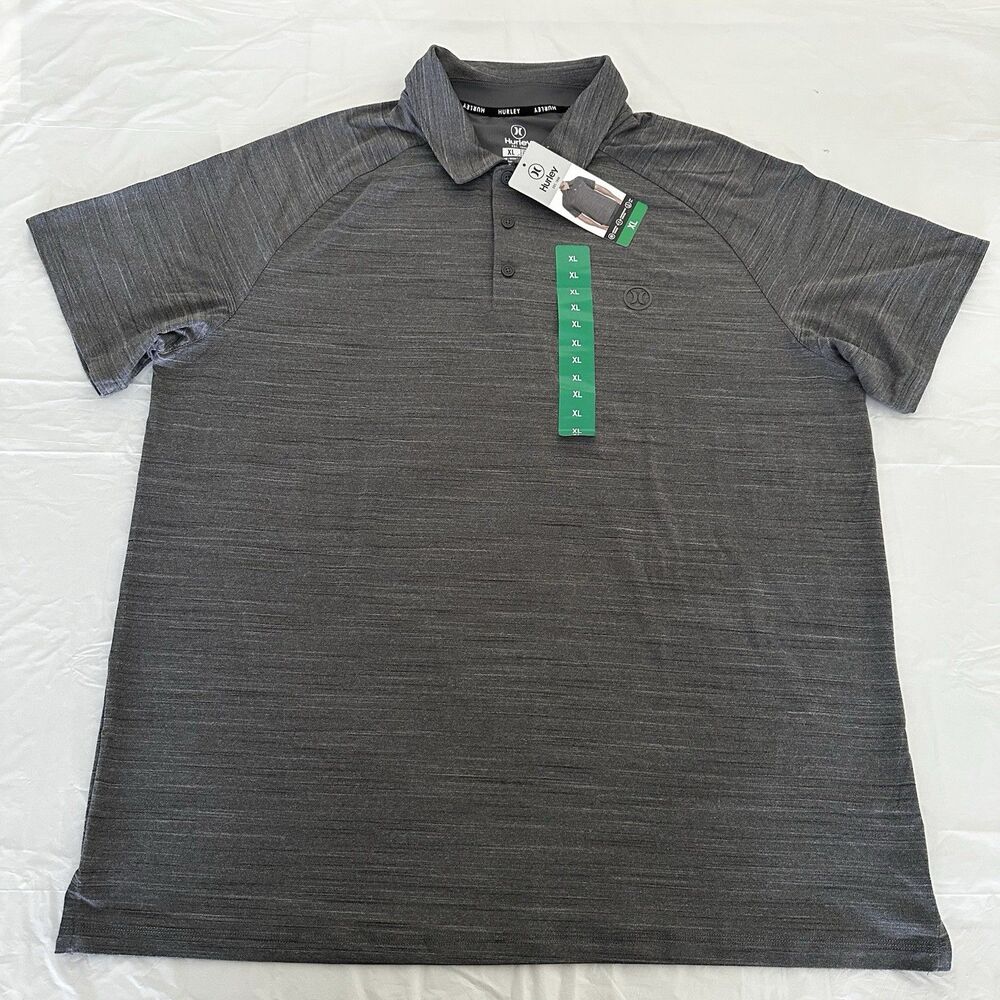 Hurley Polo Shirt  Xl Charcoal Gray Lightweight Beach Casual Mens